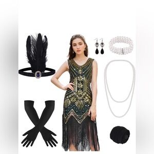 Elegant Black and Gold Midi Dress